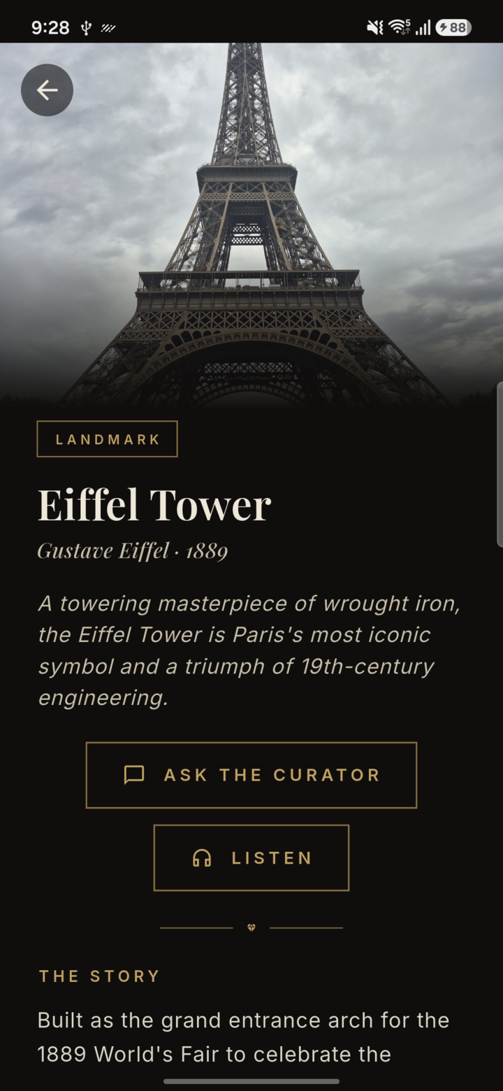 A curator's placard for the Eiffel Tower